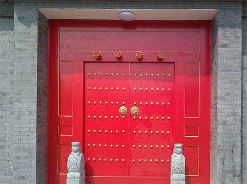河东区街道中国传统四合院系列朱红色中式木制大门木作